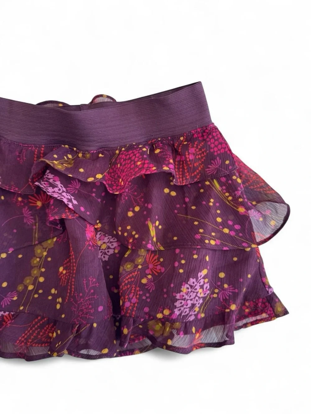 Gap Kids Girls Purple Floral Tiered Ruffle Skirt XS 4-5 Chiffon Y2K